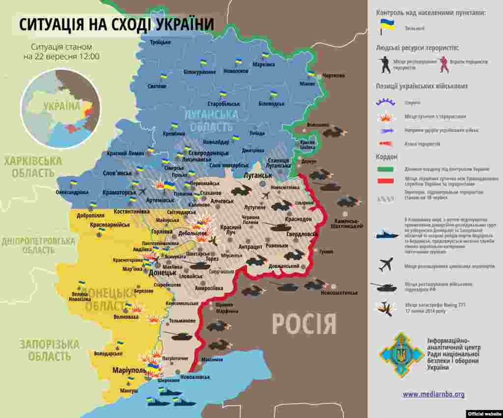 Ситуація в зоні бойових дій на Донбасі 22 вересня 