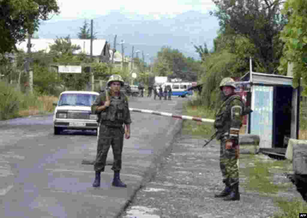 Russian peacekeepers guard a checkpoint in South Ossetia. The peace held until 2004, when Mikheil Saakashvili came to power in Georgia. Between cracking down on cross-border smuggling and a failed clandestine attempt to retake the region by force, tensions grew and the peacekeeping commission failed to meet at all as each party raised objections.