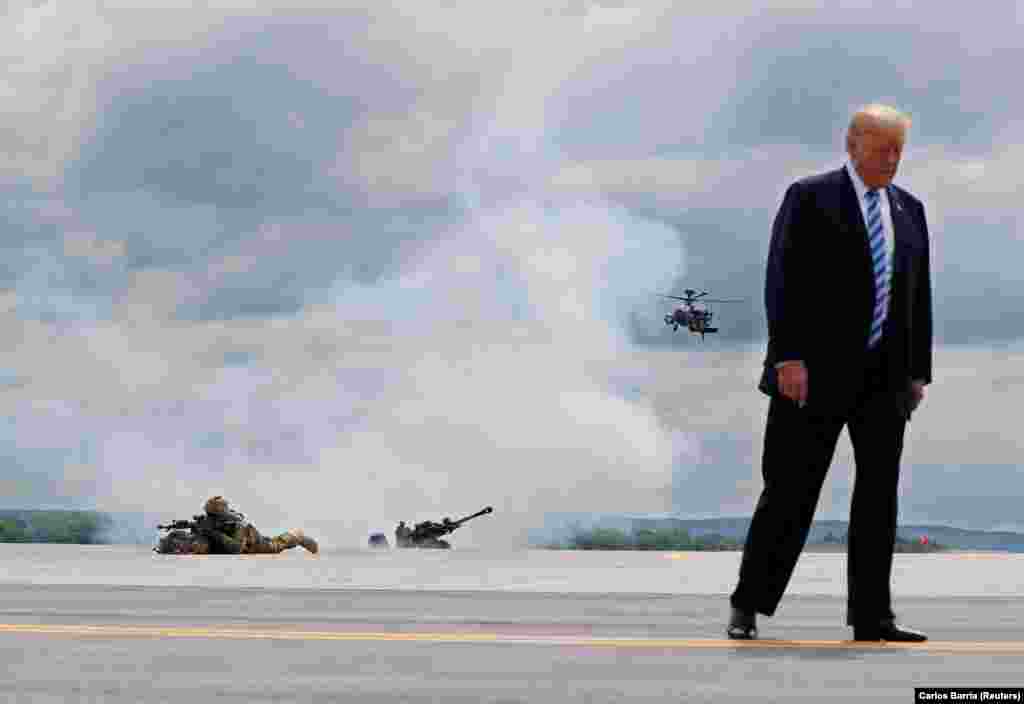 U.S. President Donald Trump on a visit to a U.S. Army facility in Fort Drum, New York, on August 13. (Reuters/Carlos Barria)