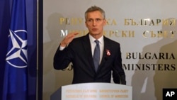 BULGARIA -- NATO Secretary-General Jens Stoltenberg speaks after his talks with Bulgarian Prime Minister during a news conference, in Sofia, March 1, 2019