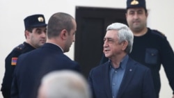 Armenia -- Former President Serzh Sarkisian arrives for the start of his trial, Yerevan, February 25, 2020.