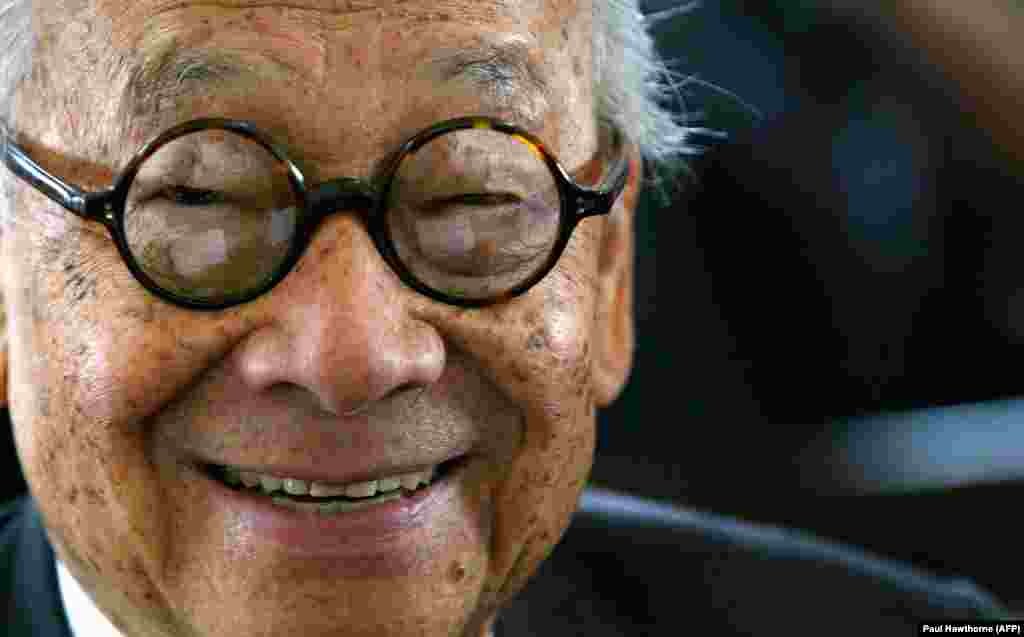 U.S. - (FILES) In this file photo taken on April 21, 2004 architect I.M. Pei smiles for a photo after being honored with an Ellis Island Family Heritage Awards at the Ellis Island Museum in New York City.