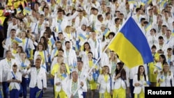 Українська збірна під час церемонії відкриття Олімпійських ігор у Ріо-де-Жанейро, Бразилія, 5 серпня 2016 року