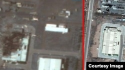 مرکز سانتریفوژ ایران در نطنز قبل از حادثه (راست) و بعد از حادثه