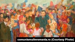 Moment de sărbătoare bihoreană; oferit de Comitetul judeţean de partid Bihor; 1978; ulei pe pânză,Sursa: comunismulinromania.ro (MNIR)