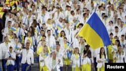 Українська збірна на церемонії відкриття Олімпійських ігор у Ріо в 2016 році