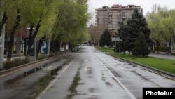 Armenia -- A deserted street in the center of Yerevan, April 7, 2020.