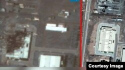 A satellite image obtained by Iran International TV shows a building at Natanz enrichment facility before and after a July 2, 2020 incident.