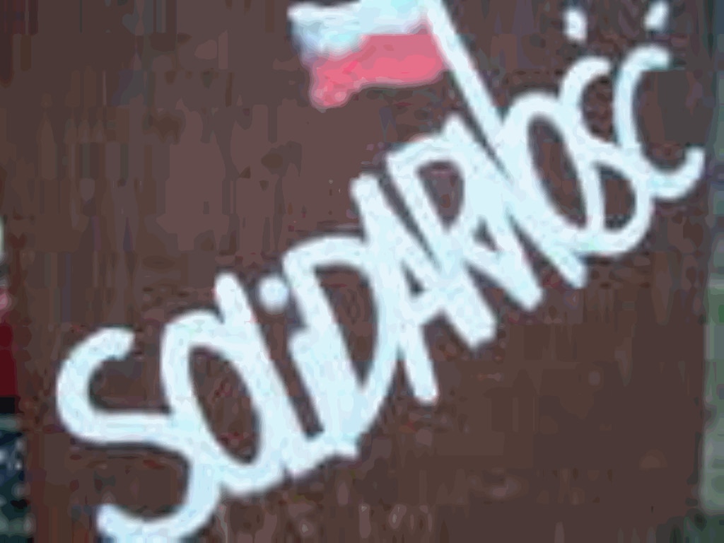 Inscripția simbol a sindicatului independent Solidaritatea la Gdansk