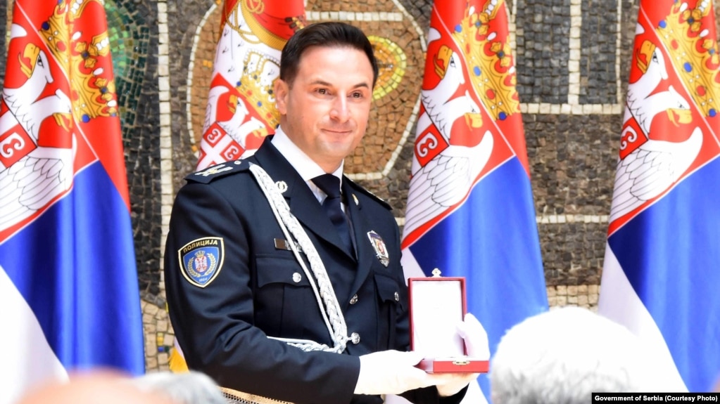 Veselin Milić, načelnik beogradske policije, tokom primanja državnog odlikovanja "Miloš Obilić" povodom Vidovdana, 29. jun 2021.