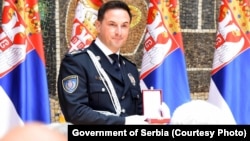 Veselin Milić, načelnik beogradske policije, tokom primanja državnog odlikovanja "Miloš Obilić" povodom Vidovdana, 29. jun 2021.