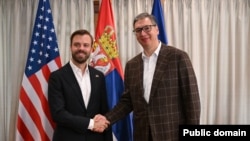 Zyrtari i lartë i Departamentit amerikan të Shtetit për Çështje Evropiane, Brendan Hanrahan me presidentin e Serbisë, Aleksandar Vuçiq në Beograd.