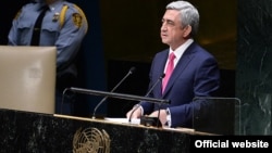 U.S. - Armenian President Serzh Sarkisian addresses the UN General Assembly in New York, 24 Sep, 2014