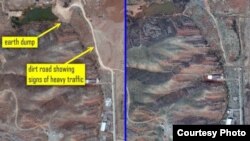 Satellite photograph indicating Iran has been trying to eliminate evidence of a possible nuclear weapons development site at the Parchin military base.