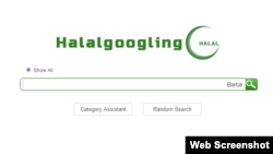A screen shot of the Halalgoogling search engine, which allows Muslims to search for content that is filtered in accordance with Islamic sensibilities. 