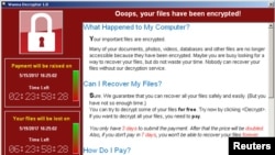 WannaCry вирусы енген компьютер мониторының скриншоты. Калифорния, АҚШ, 15 мамыр 2017 жыл.