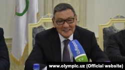 AIBA President Gafur Rakhimov speaks to the press in Tashkent in July.