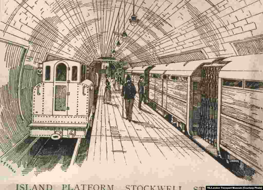 An illustration of the wooden &quot;island&quot; between the tracks at Stockwell Station