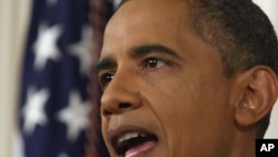 АҚШ президенті Барак Обама Ақ Үйден халқына үндеу жолдап тұр. Вашингтон, 22 маусым 2011 жыл
