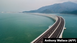 Часть моста, соединяющего Гонконг, Чжухай и Макао. 22 октября 2018 года.