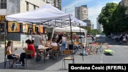 Šatori na blokadi Karađorđevoj ulici u Zemunu, 1. jul 2025.