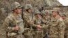 Armenia - Defense Minister Seyran Ohanian meets soldiers on frontline duty on the border with Azerbaijan, 5Aug2013.