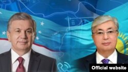 Қазақстан президенті Қасым-Жомарт Тоқаев (оң жақта) және Өзбекстан президенті Шавкат Мирзияев. 