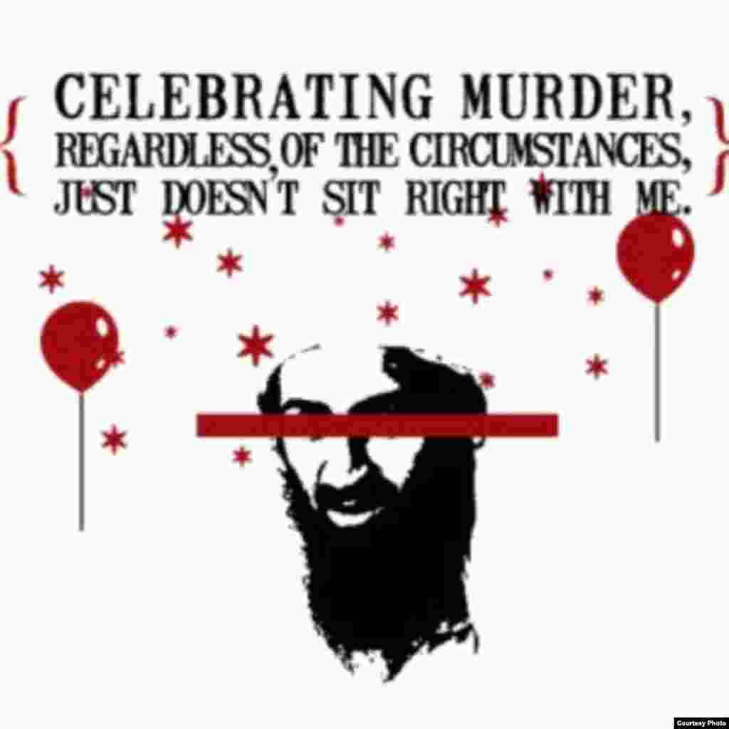 Reacția artiștilor la știrea zilei - Jolene Frances. Source: „365 Days of Print” art blog. Mai mulți artiști au creat un eveniment, publicînd pe blogul „www.365daysofprint” ținut de Maya Joseph-Goteiner, reacțiile lor ilustrate la știrea morții lui Osama bin Laden.