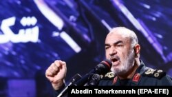Iran's Revolutionary Guard Corps (IRGC) chief commander Hossein Salami speaks during a ceremony at the Tehran's defense museum, in Tehran, September 21, 2019