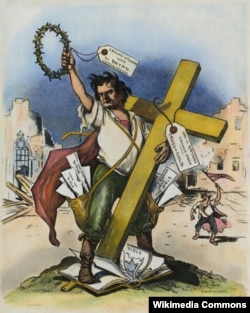 Грант Гамильтон. Карикатура на Брайана и его речь "Крест из золота" (1896).