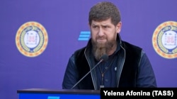 Chechen leader Ramzan Kadyrov attends a ceremony to open a bank branch in Grozny in February.
