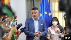 Градоналачникот на Скопје, Петре Шилегов, и министерката за образование и наука Мила Царовска, Скопје 4 септември 2020.