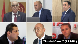 Акси раҳбарони шаш ҳизби сиёсии Тоҷикистон. Раёсати ҳизби ҳокими халқии демократиро президент Эмомалӣ Раҳмон ба уҳда дорад