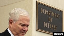 U.S. Defense Secretary Robert Gates outside the Pentagon on September 16.