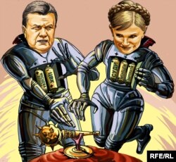 Yanukovich və Timoshenko-nun rəqabəti, karikatura