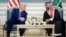 US President Donald Trump and Saudi Crown Prince Muhammed Bin Salman talk before a coffee ceremony at the Royal Court in Riyadh on May 13.