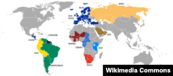 Карта таможенных союзов мира