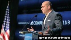 Georgian Prime Minister Mamuka Bakhtadze speaks at the Commonwealth Club in San Francisco on June 7.