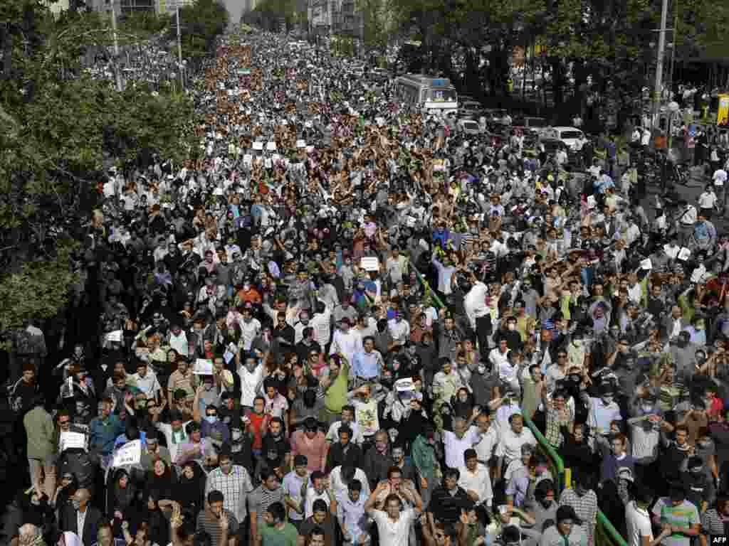 Hundreds of thousands of people protested in Tehran on June 15 against what many are calling a stolen election.