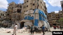 ویرانه‌های بیمارستان قدس در شهر حلب