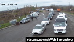 Captură de ecran de pe camerele Serviciului Vamal, care arată traficul prin punctul de trecere a frontierei Palanca