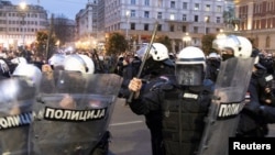Policija u Srbiji tokom antivladinih protesta, Beograd, mart 2026. 