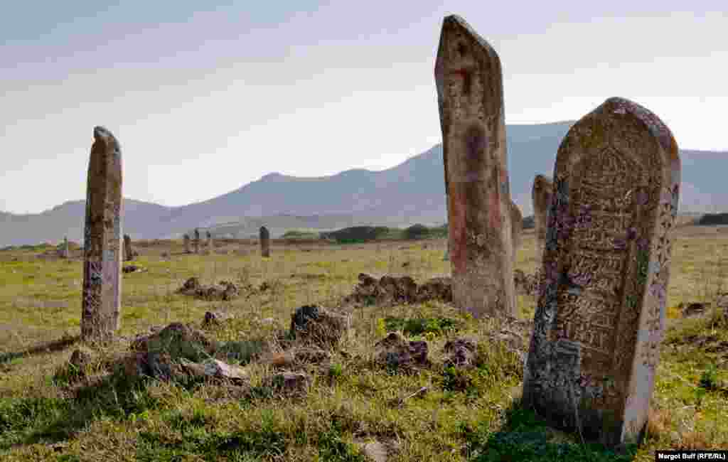 An old Azeri cemetery near the ghost town of Agdam