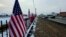 KOSOVO: US flag in the village of Bibaj