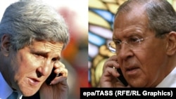 A combo photo of US Secretary of State John Kerry (L) and Russian Foreign Minister Sergei Lavrov