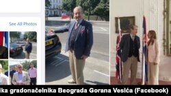 Fejsbuk objava Gorana Vesića sa fotografijama britanskog glumca i ambasadorke Srbije u Velikoj Britaniji