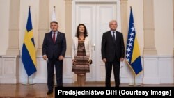 Članovi Predsjedništva BiH s predsjedavajućom OSCE-a Ann Linde, 4. oktobar, 2021. 