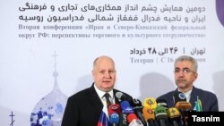 رضا اردکانیان، وزیر نیرو ایران (راست) در کنار سرگئی چبوتارف، وزیر «امور قفقاز شمالی» روسیه