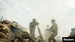 File photo of U.S. soldiers firing a mortar in eastern Afghanistan. 