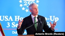 Ministar energetike SAD Chris Wright na konferenciji za novinare posle samita Inicijative triju mora u Dubrovniku, 29. april 2026.